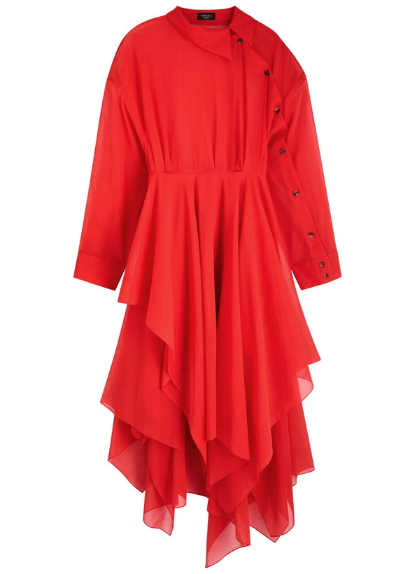 Photo: A.W.A.K.E Mode Organza Silk-chiffon Shirt Dress Red