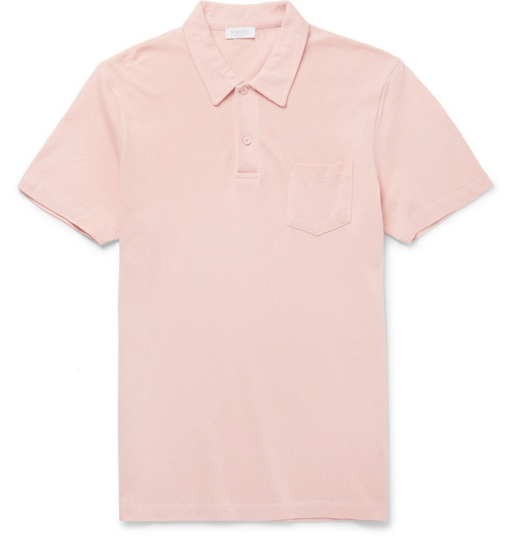 Photo: Sunspel - Riviera Slim-Fit Cotton-Mesh Polo Shirt - Men - Pink