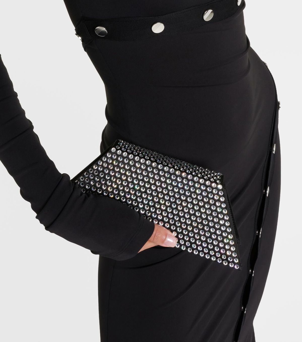 Amina Muaddi Superamini Yigit embellished satin clutch
