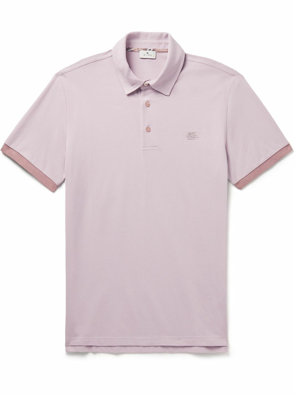 Photo: Etro - Logo-Embroidered Cotton-Piqué Polo Shirt - Pink