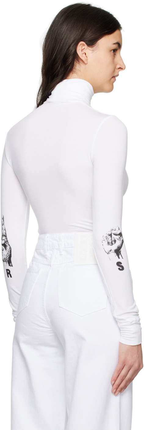 Raf Simons White Hand Sign Turtleneck