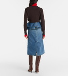 Plan C Peplum denim midi skirt
