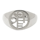 Off-White Silver Logo Cross Ring