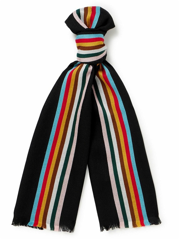 Photo: Paul Smith - Frayed Striped Virgin Wool-Blend Scarf