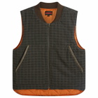 Pleasures Men's Horns Denim Vest in Brown Plaid