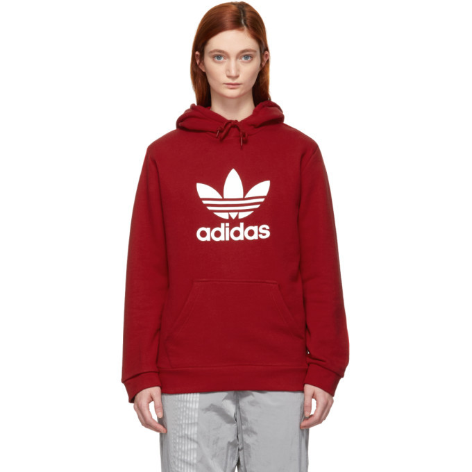 Photo: adidas Originals Red Trefoil Logo Warm-Up Hoodie