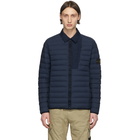 Stone Island Blue Down Loom Woven Puffer Jacket