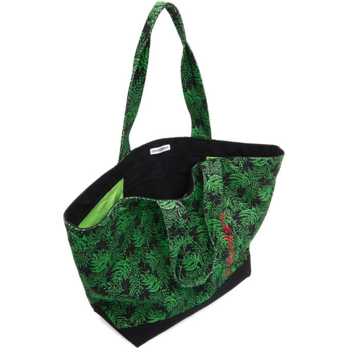 SSENSE WORKS SSENSE Exclusive Jeremy O. Harris Black and Green Cursive Text Tote