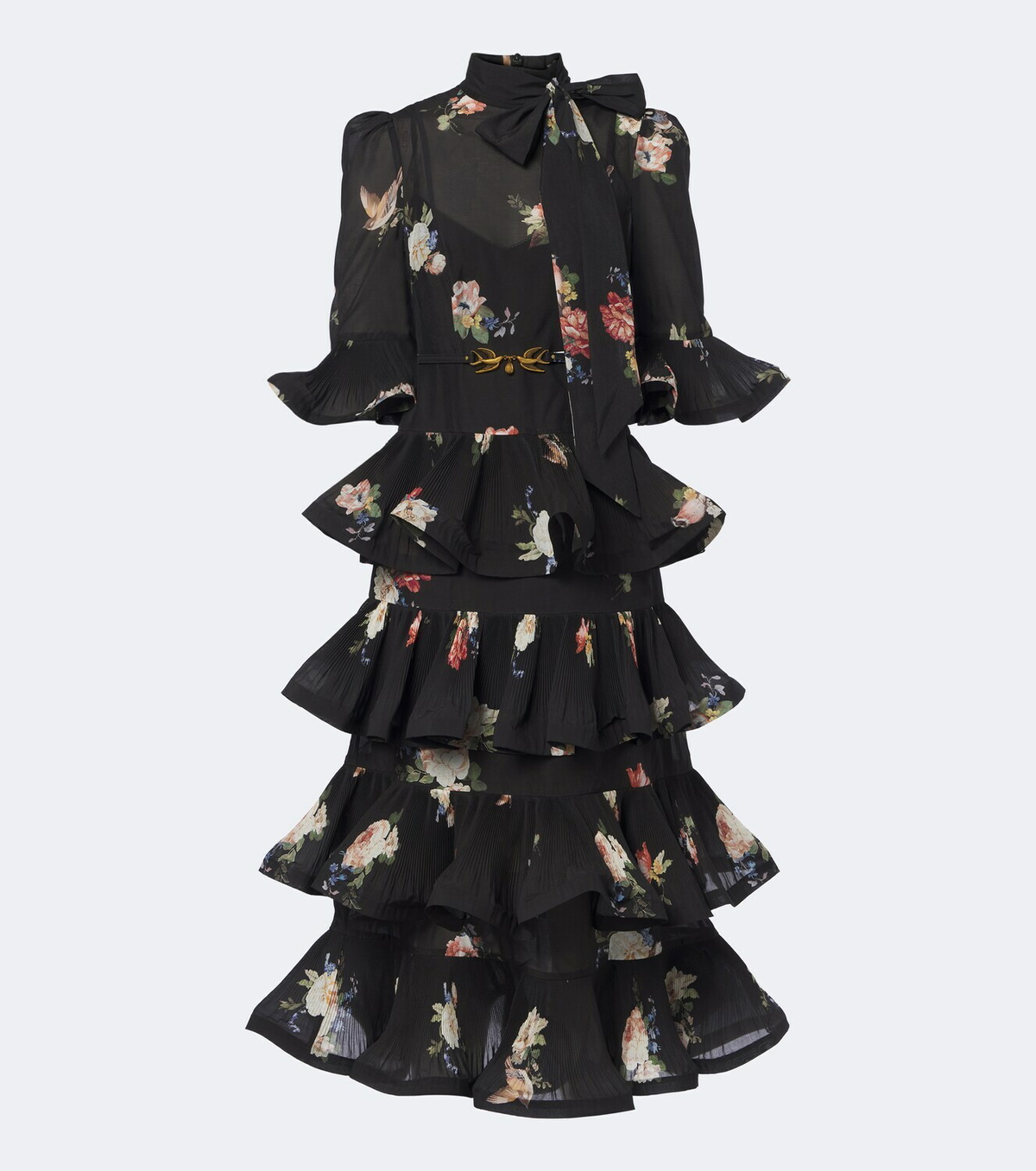 Zimmermann Floral pleated ruffled midi dress