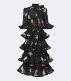 Zimmermann Floral pleated ruffled midi dress