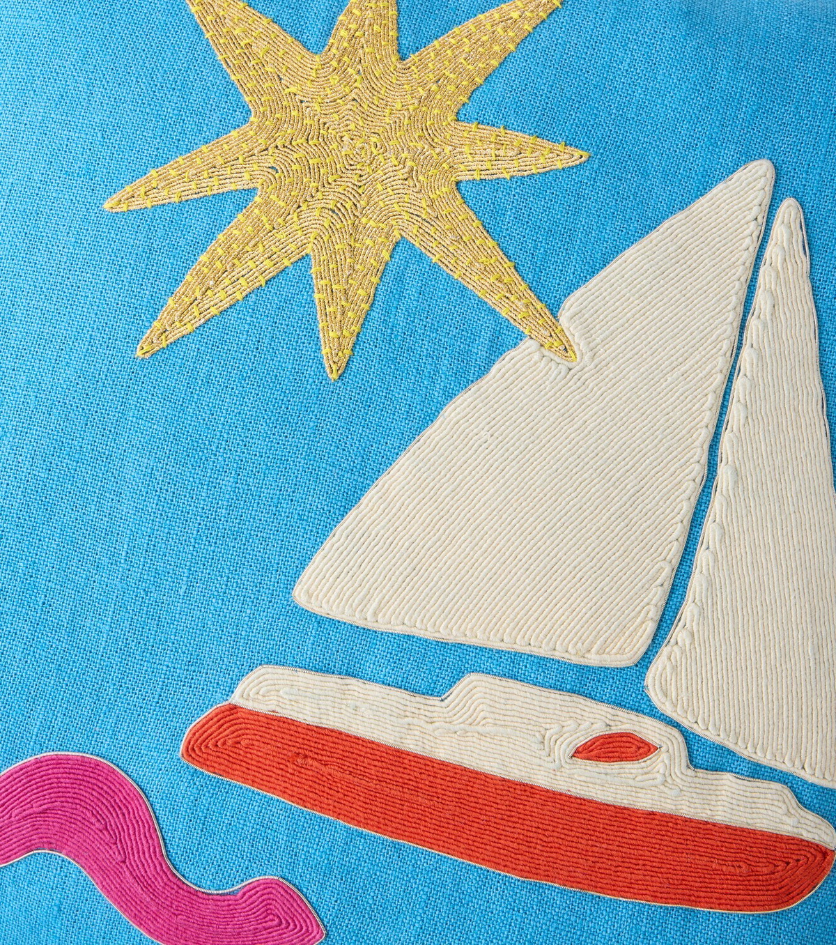 Jonathan Adler Playa Sailboat linen cushion