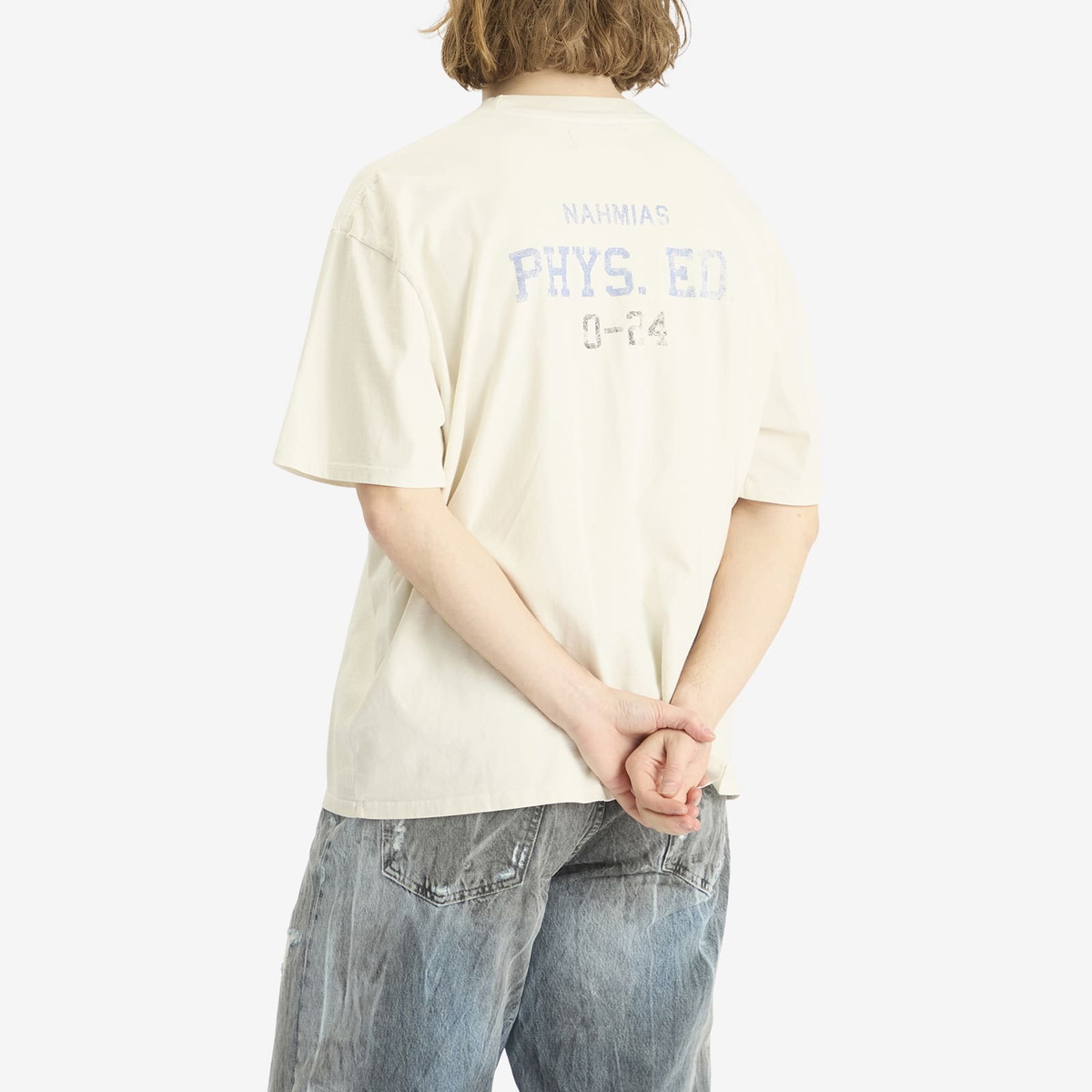 Nahmias Men's Phys. Ed. Boxy T-Shirt in Egg White Jersey