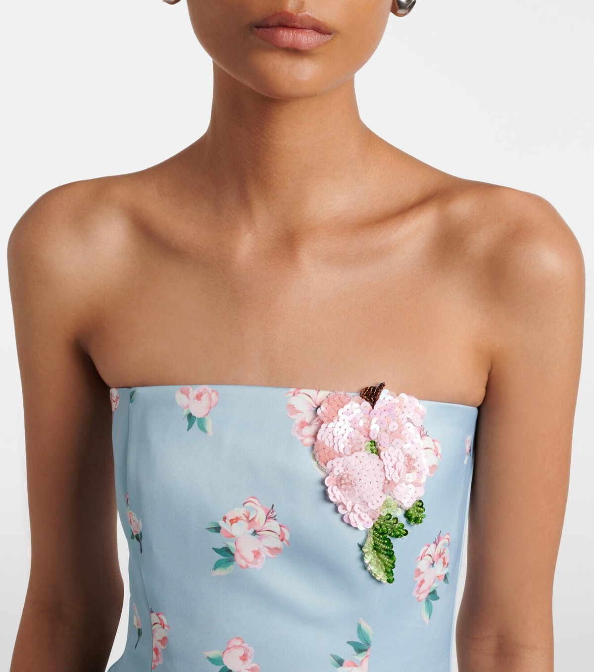 Leo Lin Nora floral bustier gown