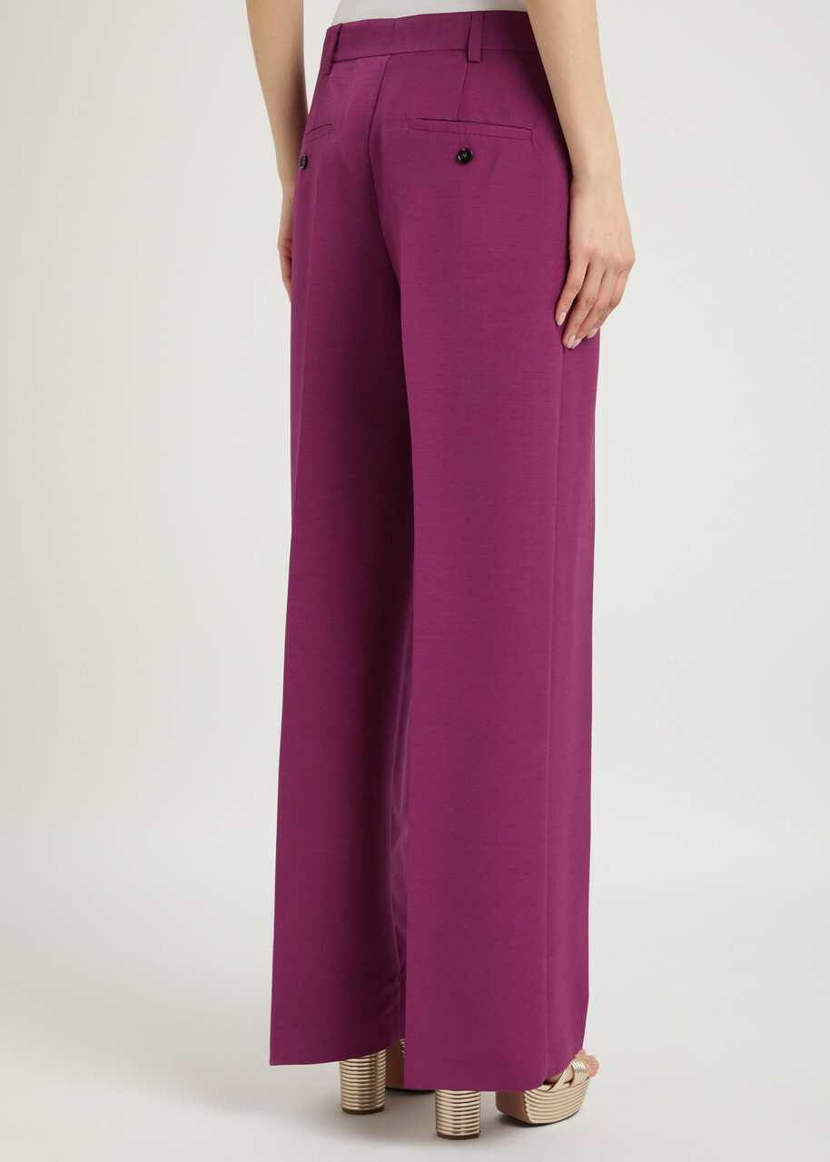 LA Double J Wide-leg Stretch-wool Trousers Burgundy