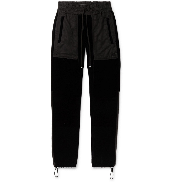 Photo: AMIRI - Tapered Twill-Panelled Velvet Sweatpants - Black