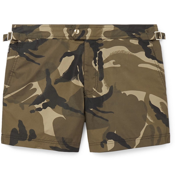 Photo: TOM FORD - Slim-Fit Short-Length Camouflage-Print Swim Shorts - Green