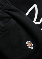 Ice Cream Running dog Cotton Sweatpants Black