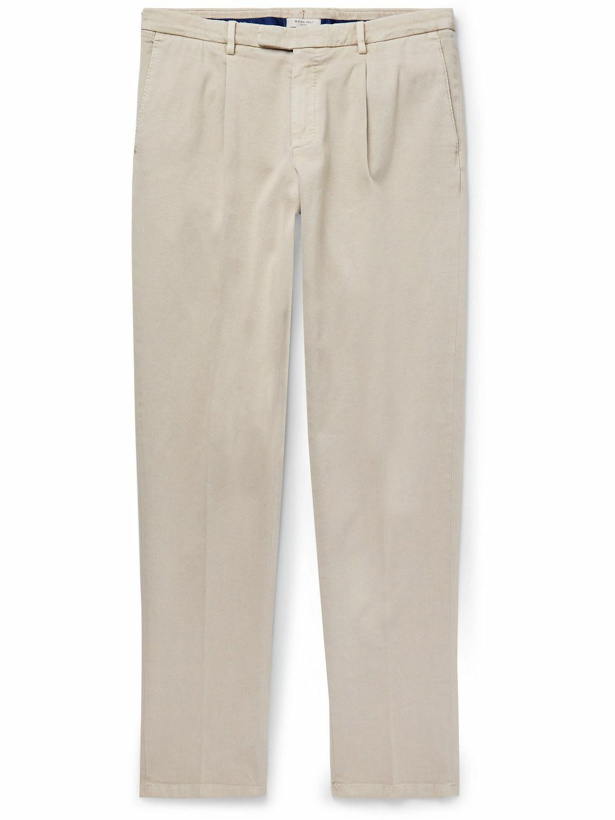Photo: Boglioli - Slim-Fit Pleated Stretch-Cotton Twill Trousers - Gray