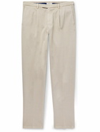 Boglioli - Slim-Fit Pleated Stretch-Cotton Twill Trousers - Gray