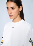 Off-White Arrow Flowers Crop Crew Logo Sweatshirt