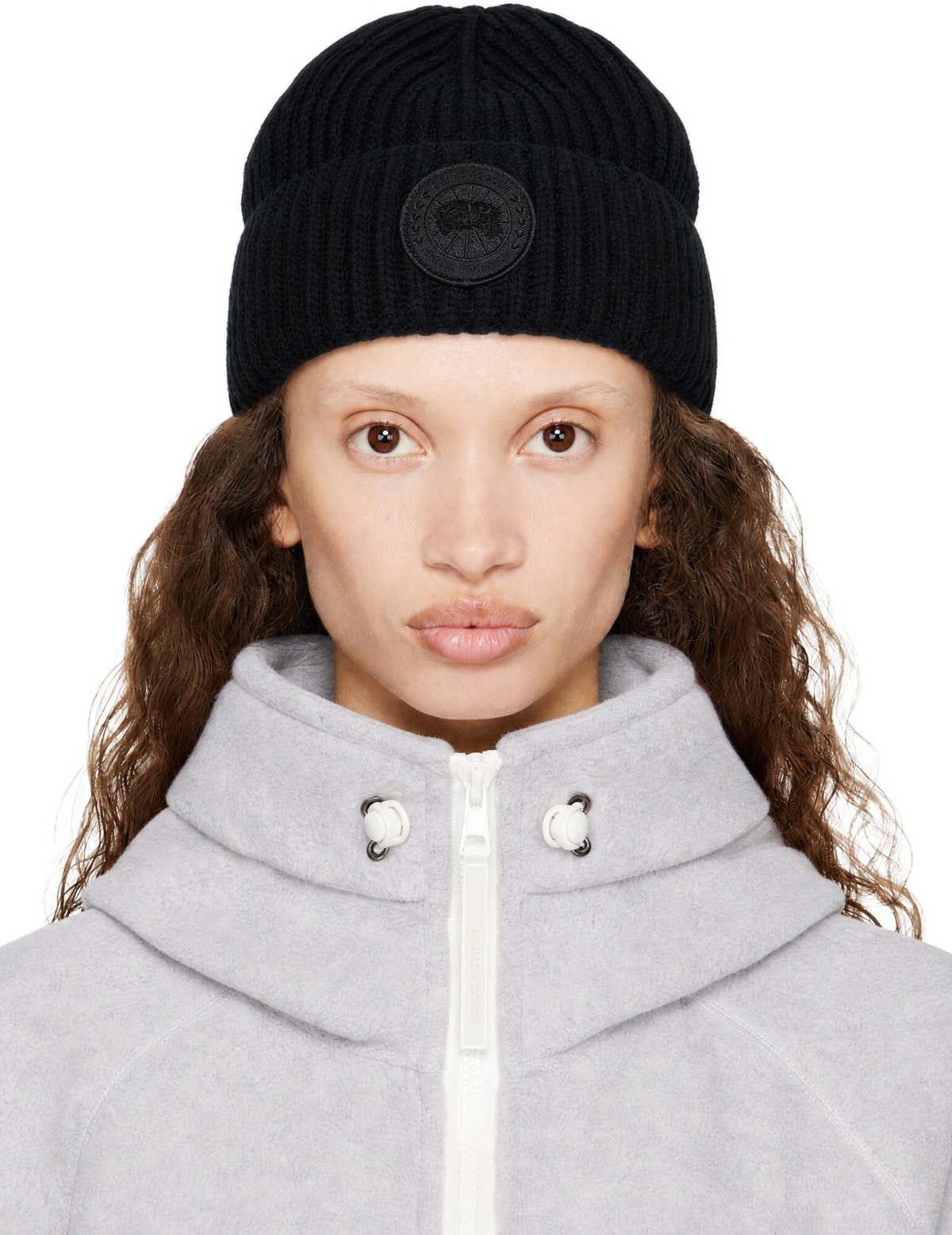 Canada Goose Black Cashmere Blend Rib Beanie