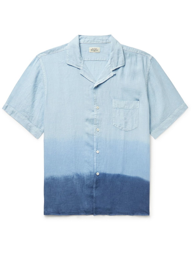 Photo: Hartford - Palm MC Camp-Collar Dip-Dyed Linen Shirt - Blue