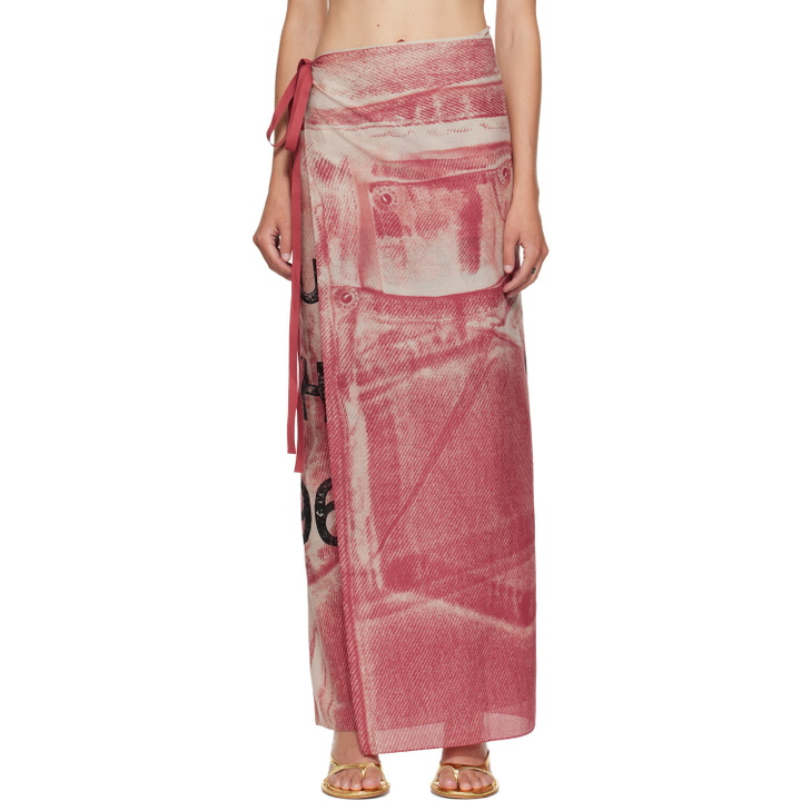 Photo: Acne Studios Pink Thin Printed Scarf