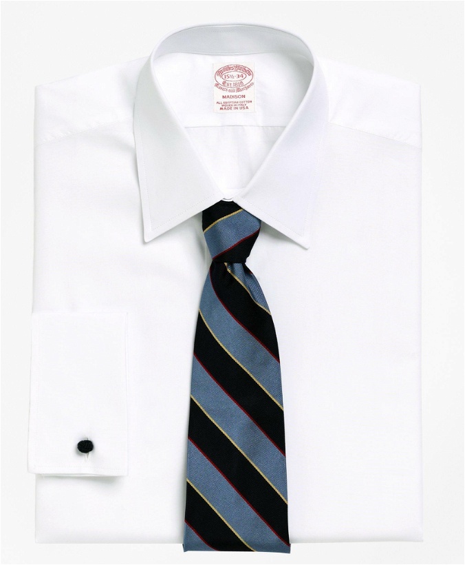 Photo: Brooks Brothers Men's Madison Relaxed-Fit Dress Shirt, Tennis Collar French Cuff | White