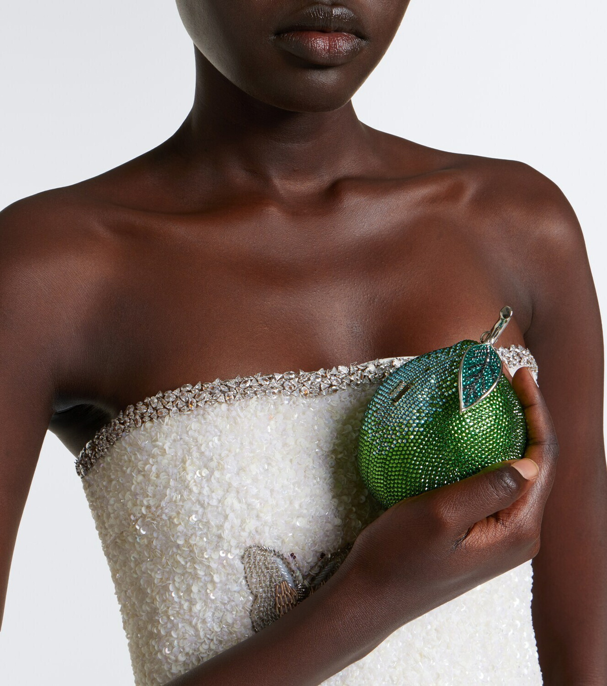 Judith Leiber Couture Citron Lime embellished clutch