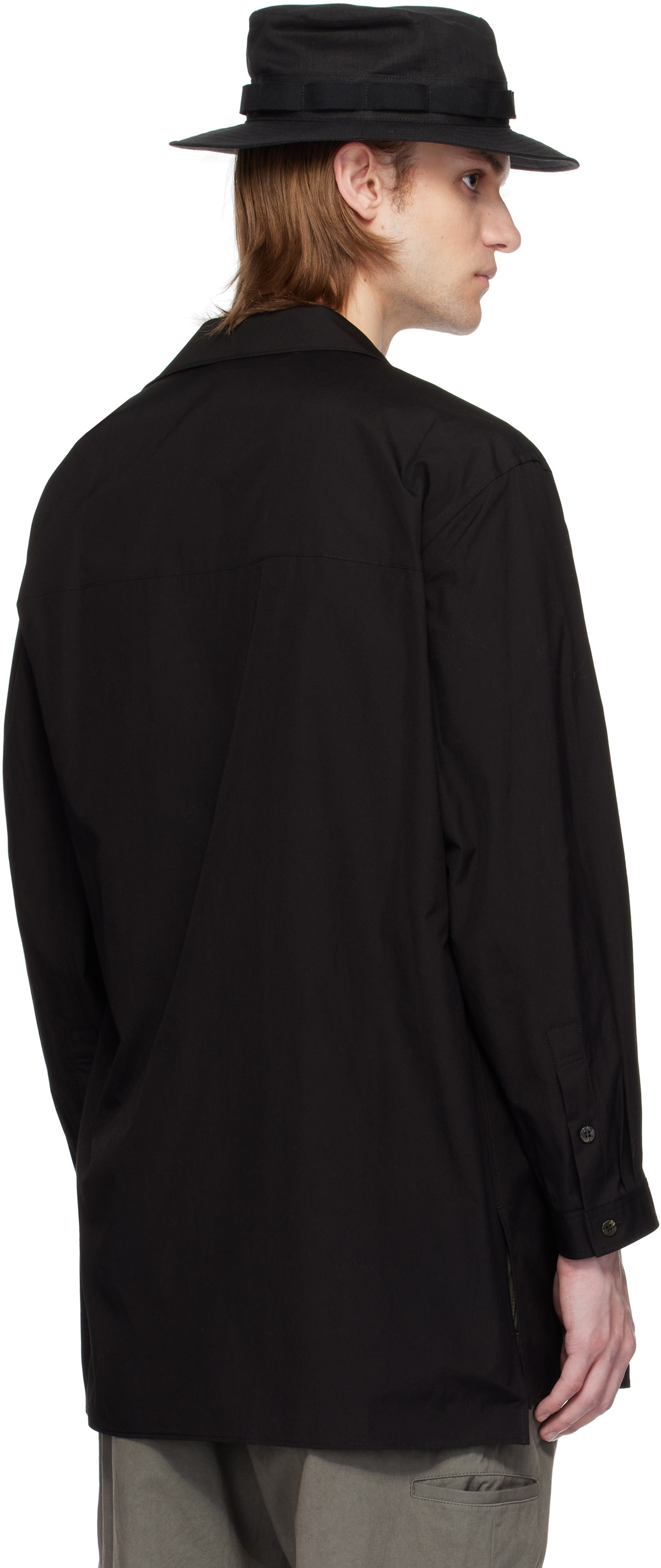 Y's For Men Black Open Collar Shirt