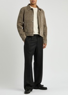 Ami Paris Logo-embossed Suede Jacket Beige
