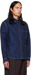 Marni Blue Embroidered Denim Shirt
