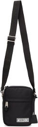 Moschino Black Nylon Logo Patch Messenger Bag