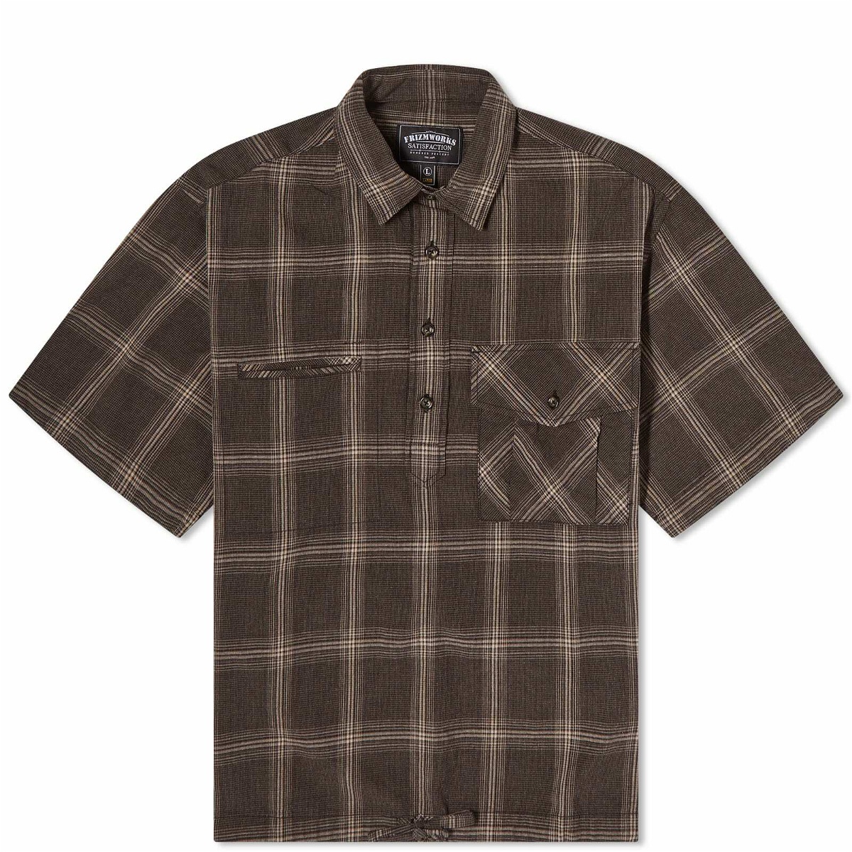 Photo: FrizmWORKS Men's Short Sleeve Check Pullover Shirt in Charcoal