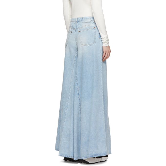 Maison Margiela Blue Denim Flared Jeans With White Cord - 38