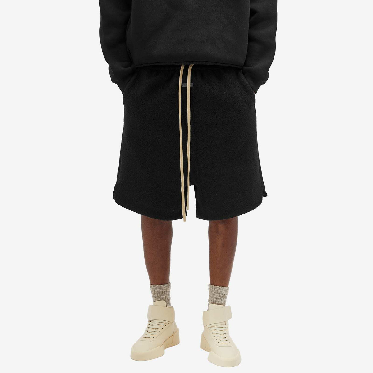 Fear of God Men's Boiled Wool Relaxed Shorts in Black Fear Of God