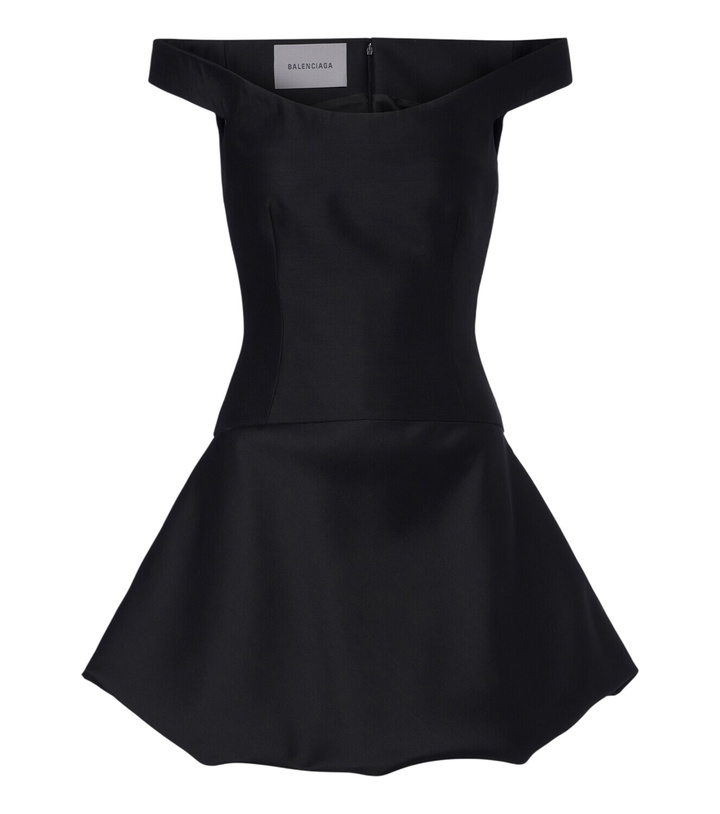 Photo: Balenciaga Off-shoulder wool and silk corset dress