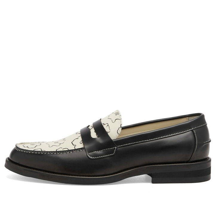 Photo: Duke + Dexter Men's Wilde Sketch Floral Penny Loafer in Black/White