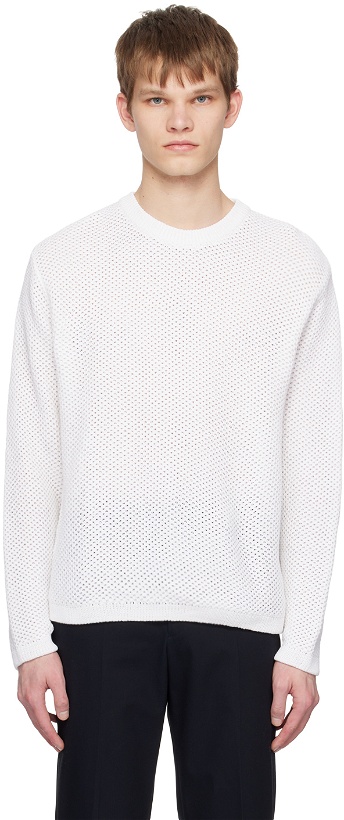 Photo: Solid Homme White Open Work Sweater