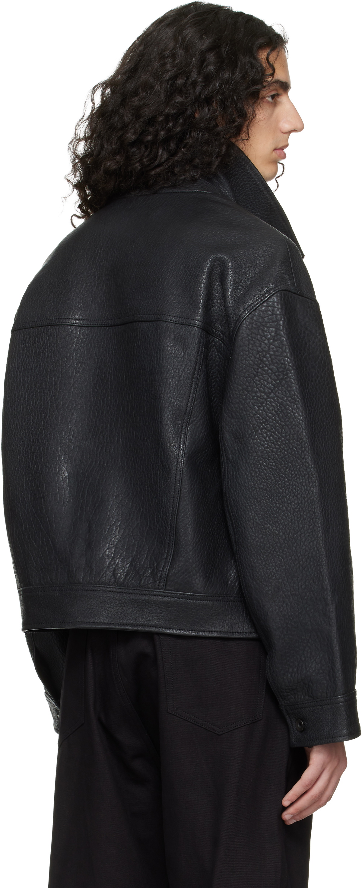 Studio Nicholson Black Doyard Leather Jacket