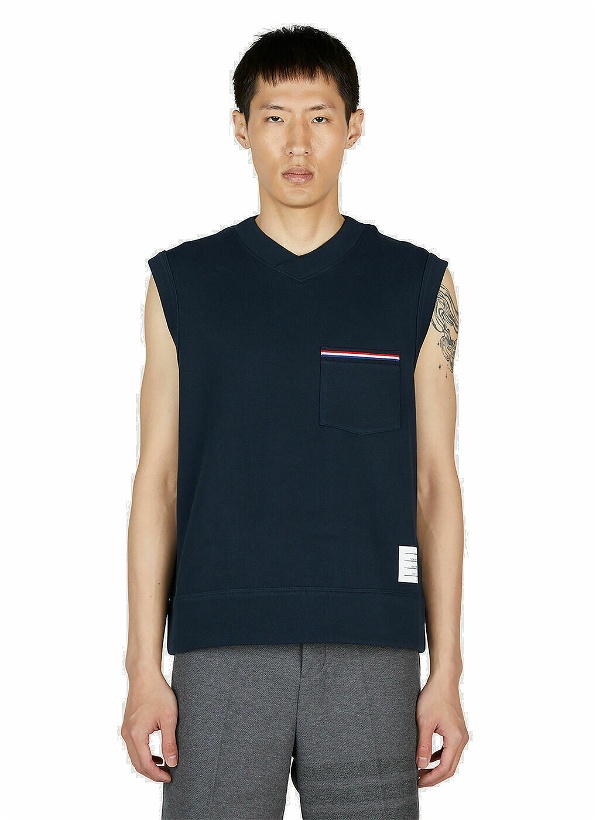 Photo: Thom Browne Logo Patch Tank Top male Navy