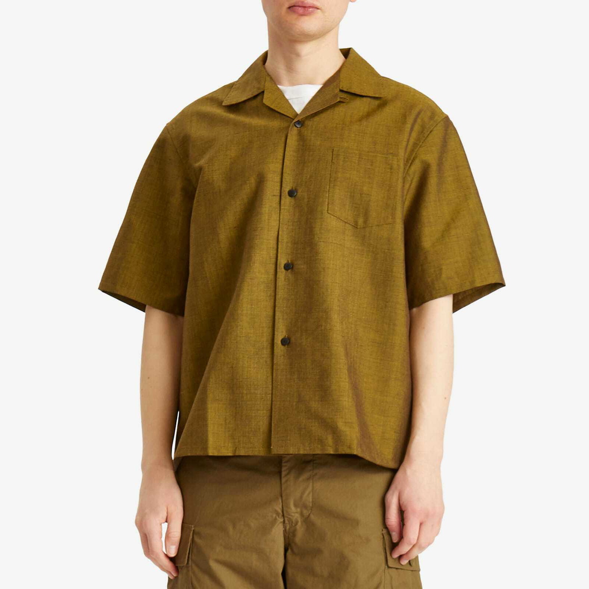 Visvim Men's Keesey Silk Chambray Vacation Shirt in Khaki Visvim