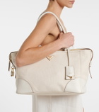 Prada Large leather-trimmed tote bag