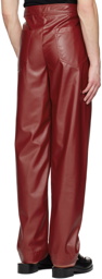 Situationist Burgundy Four-Pocket Faux-Leather Pants