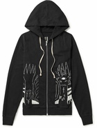 DRKSHDW by Rick Owens - Jason's Printed Cotton-Jersey Zip-Up Hoodie - Black