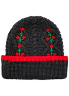 Damson Madder Embroidered Cotton-blend Beanie - Charcoal - One Size