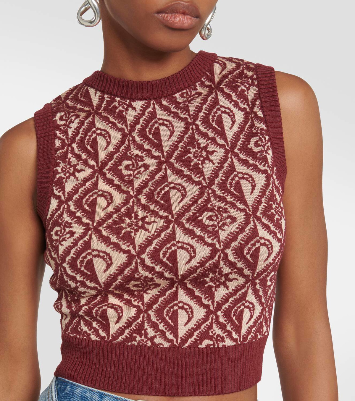 Marine Serre Jacquard wool-blend sweater vest Marine Serre
