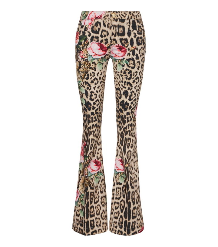 Photo: Roberto Cavalli Leopard-print floral flared jeans