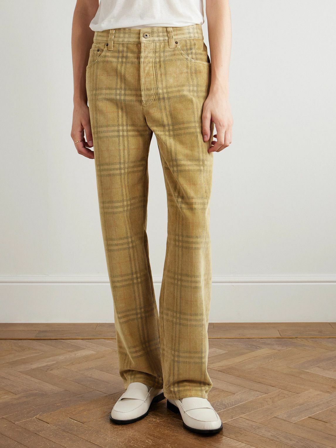 Burberry - Straight-Leg Checked Cotton-Corduroy Trousers - Neutrals