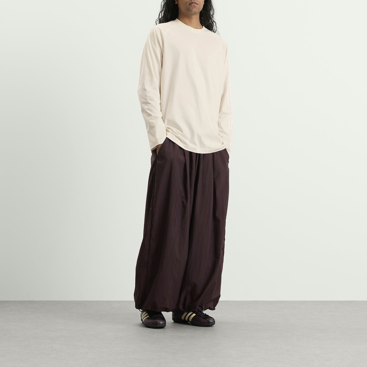 Y-3 Men's Oversized Gradient Stripes Long Sleeve T-Shirt in Cwhite